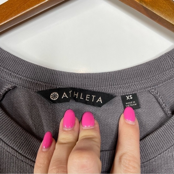 Athleta Serenity Criss Cross Sweatshirt Soft Gray Xsmall - Picture 4 of 6